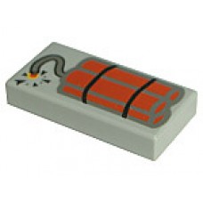 Part 3069bp03 Light Gray Tile 1 x 2 with Dynamite Pattern 